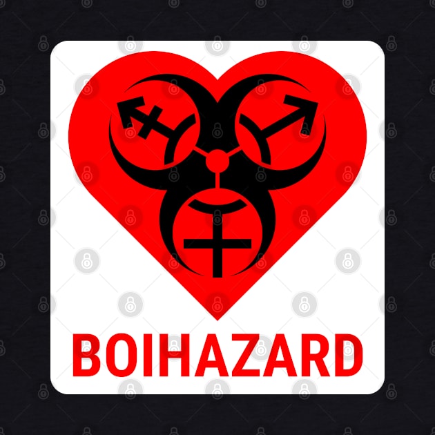 "BOI HAZARD" Heart - Label Style - Red by GenderConcepts